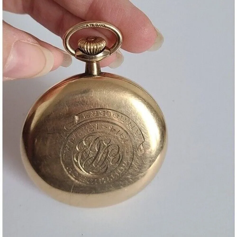 Antique Elgin 1920s Grade 387 Gold Filled Engraved Grandpa Core Pocket Watch - Picture 6 of 12